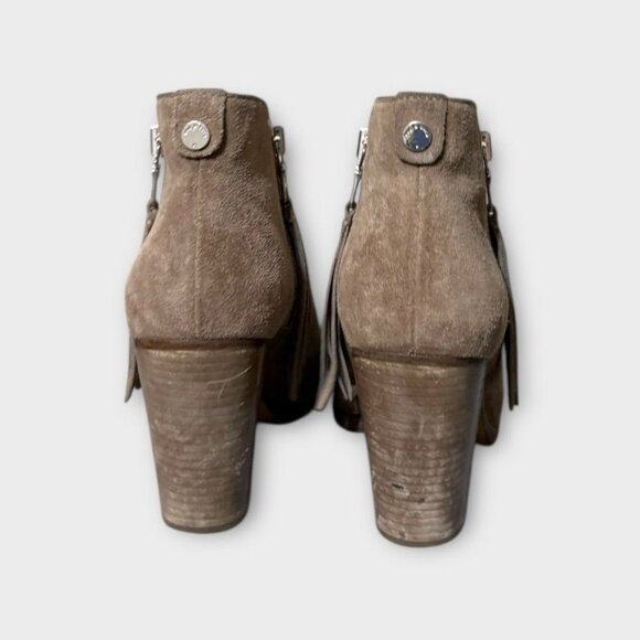 RAG & BONE MARGOT Boots 35 5 Suede Tan Taupe Fringe Double Zipper Ankle Boho - Picture 7 of 9